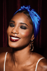 Foulard cheveux femme - PARISIENNE SOIE - BLEU ELECTRIQUE - Indira de paris