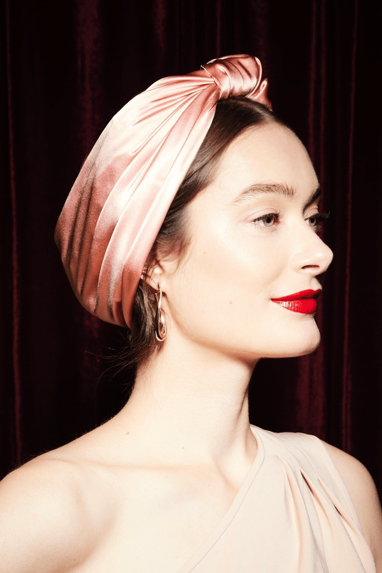 Foulard cheveux femme - PARISIENNE SOIE - CORAIL - Indira de paris