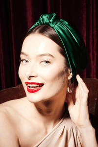 Foulard cheveux femme - PARISIENNE SOIE - EMERAUDE - Indira de paris