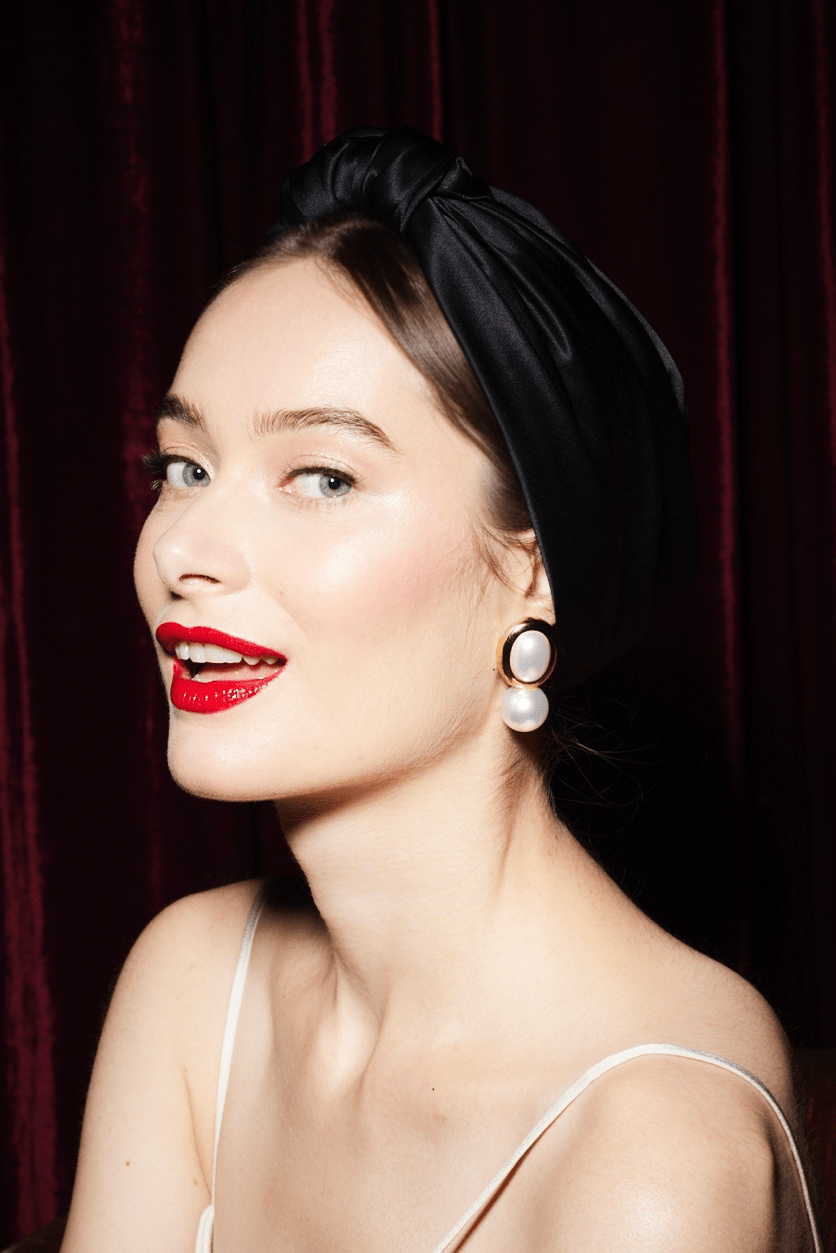 Foulard cheveux femme - PARISIENNE SOIE - NOIR - Indira de paris