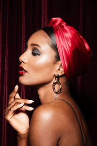 Foulard cheveux femme - PARISIENNE SOIE - RUBIS - Indira de paris