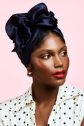 Turbans femme fil métal-TURBAN AFRICAINE SOIE - MARINE- Indira de paris
