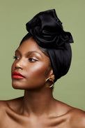 Turbans femme fil métal-TURBAN AFRICAINE SOIE - NOIR- Indira de paris