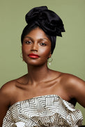 Turbans femme fil métal-TURBAN AFRICAINE SOIE - NOIR- Indira de paris