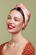 Foulard cheveux femme-TURBAN CUBAINE SOIE - CORAIL- Indira de paris