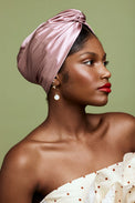 Turbans femme modulable-TURBAN CUBAINE SOIE - MAUVE- Indira de paris