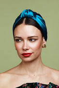 Foulard cheveux femme-TURBAN PARISIENNE SOIE - BLEU CANARD- Indira de paris