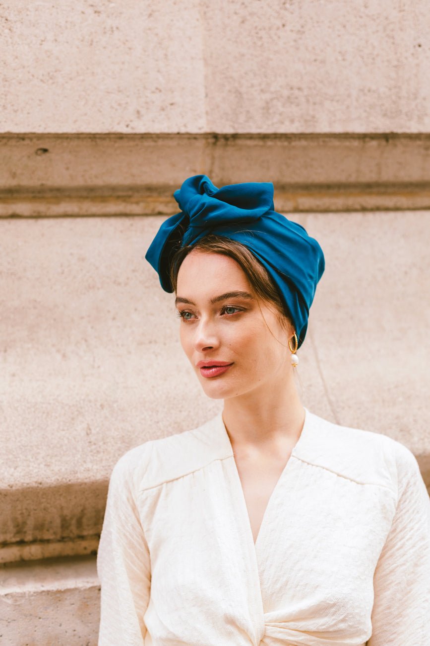 Turbans complets flexibles-Africaine BLEU PERSAN- Indira de paris