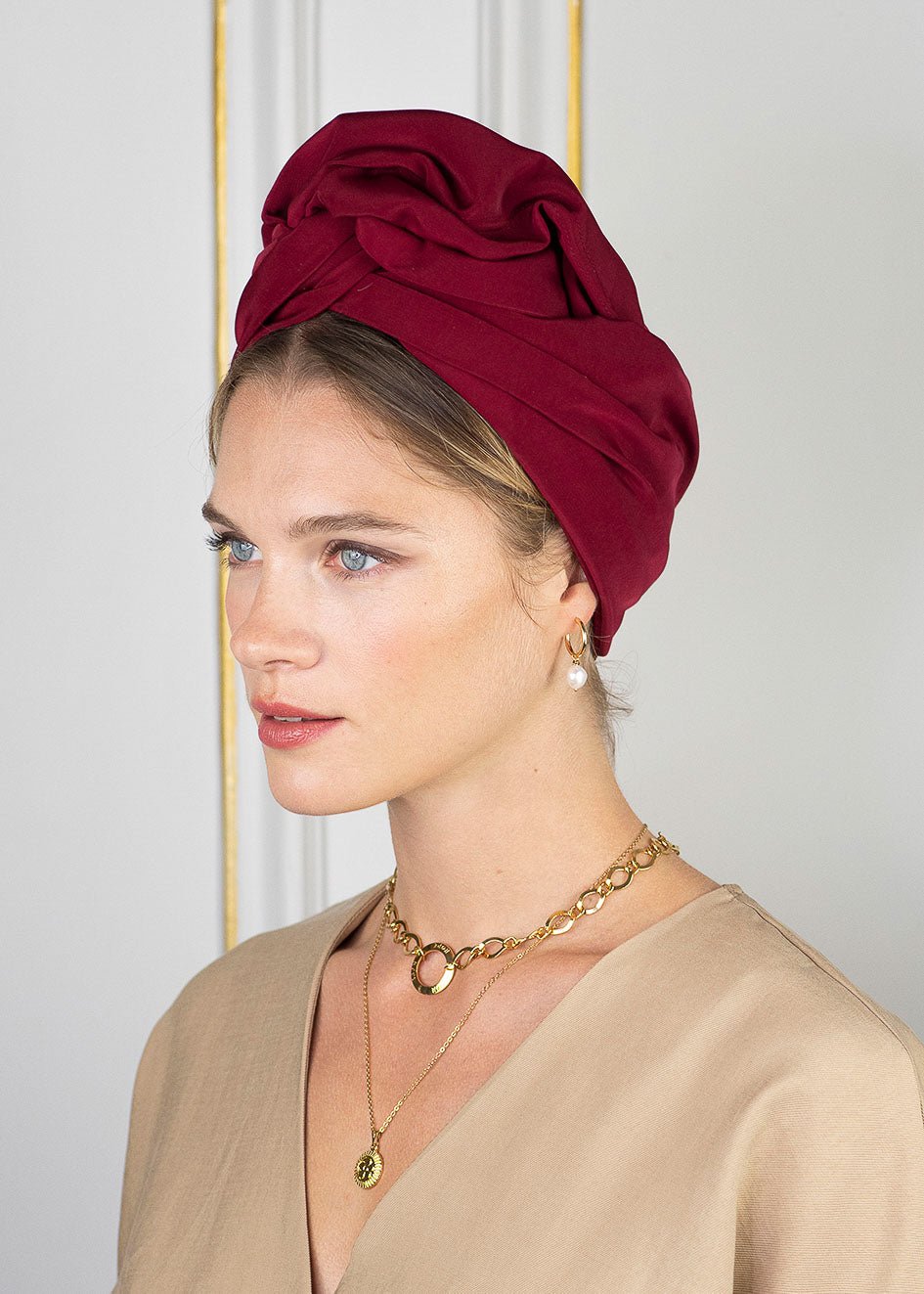 Turbans complets flexibles-Africaine CERISE- Indira de paris