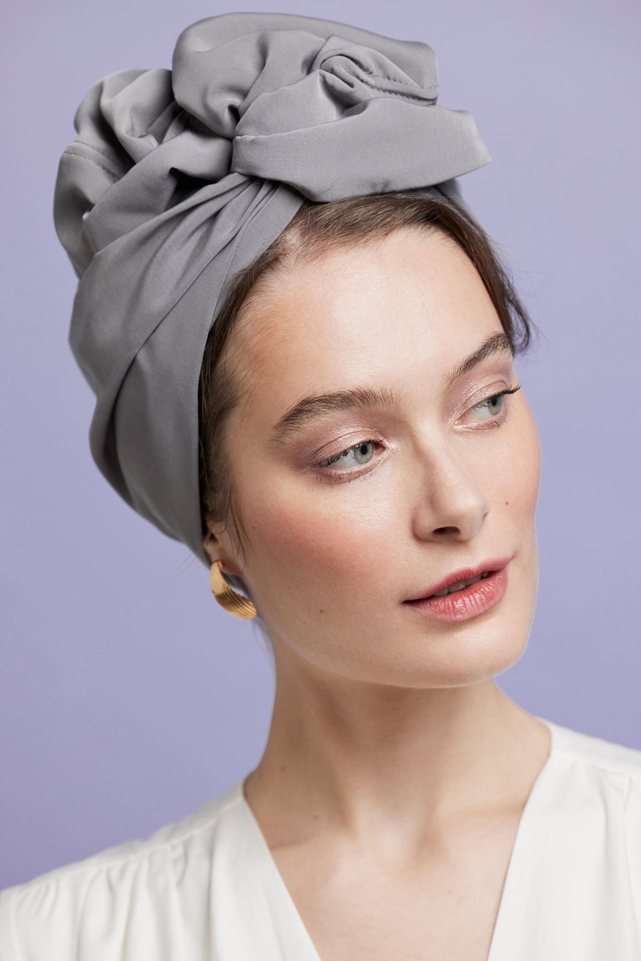 Turbans complets flexibles-Africaine GRIS PERLE- Indira de paris