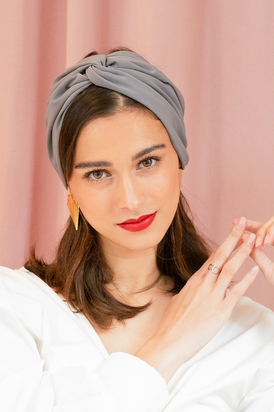 Headbands-BANDEAU - Californienne Gris Perle- Indira de paris