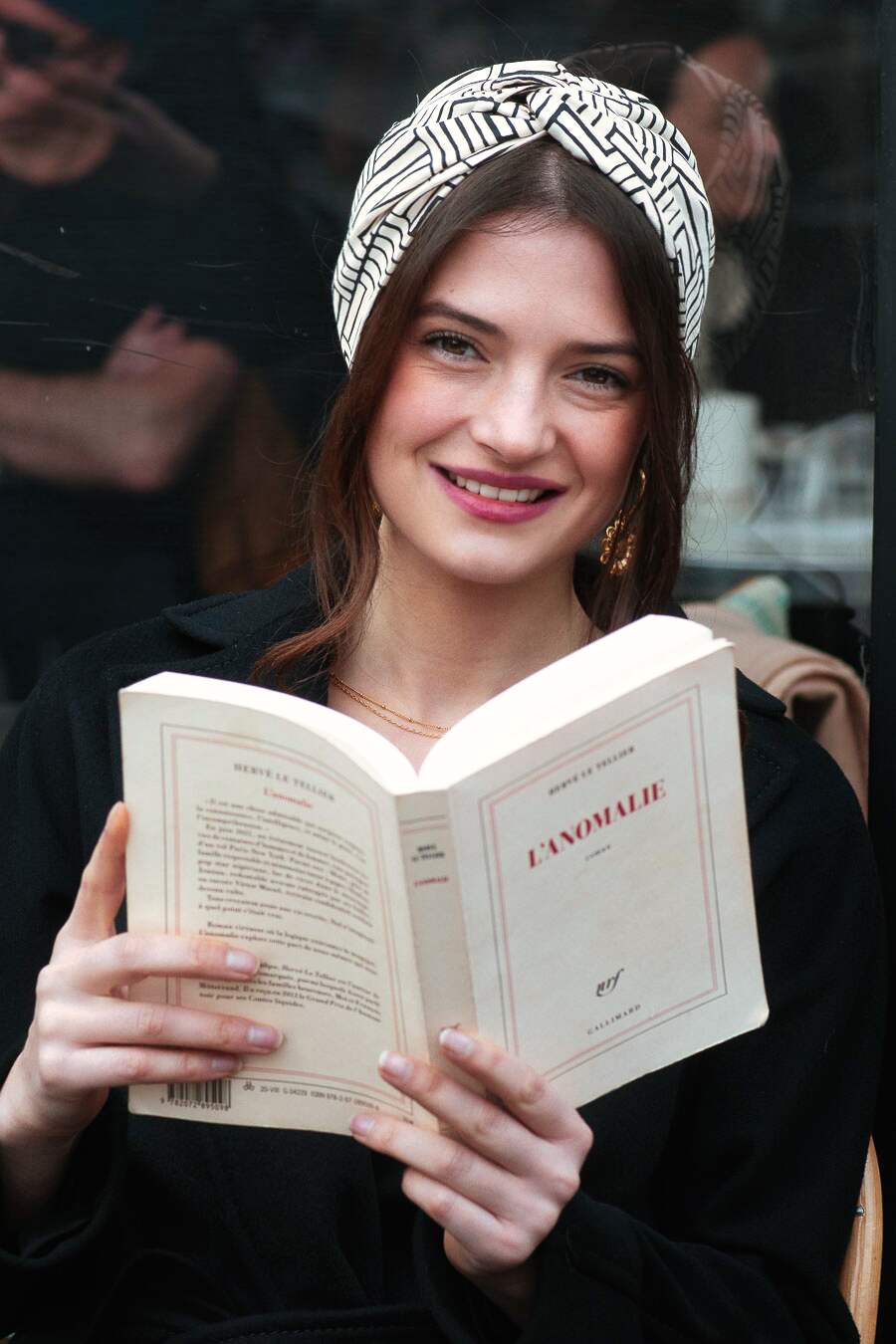 Bandeau cheveux imprim Rayure Noir et Blanc Indira de paris