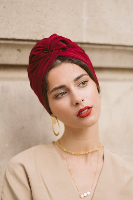 Turbans complets modulables-Cubaine CERISE- Indira de paris