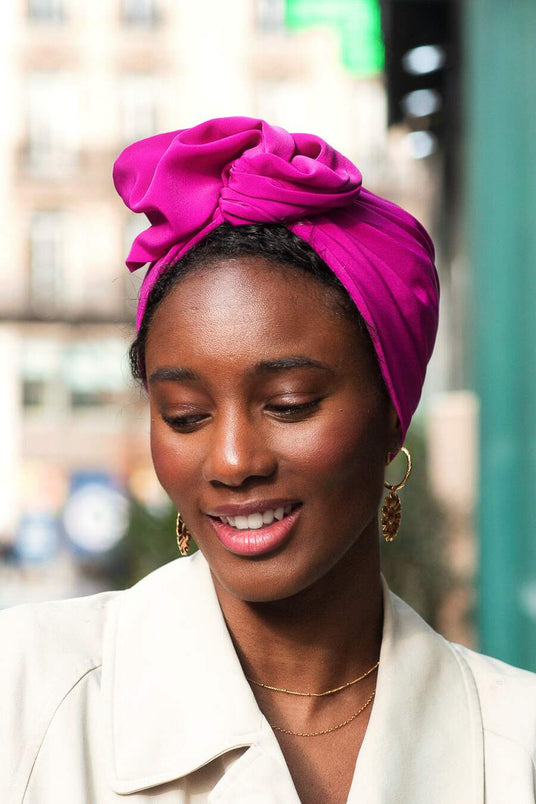 Turbans complets modulables-CUBAINE FUCHSIA- Indira de paris