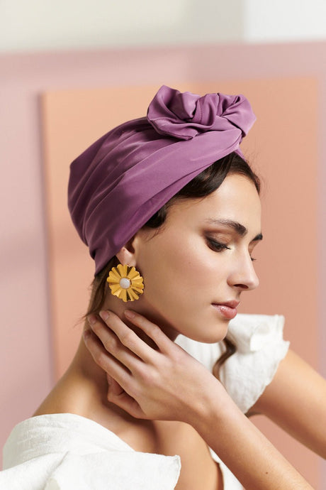 Turbans complets modulables-CUBAINE LILAS- Indira de paris