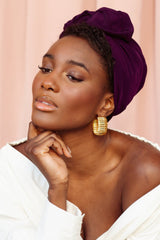 Turbans complets modulables-Cubaine Prune- Indira de paris