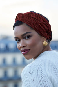 Headbands-DEMI-TURBAN - Californienne - ROMY Terracotta- Indira de paris