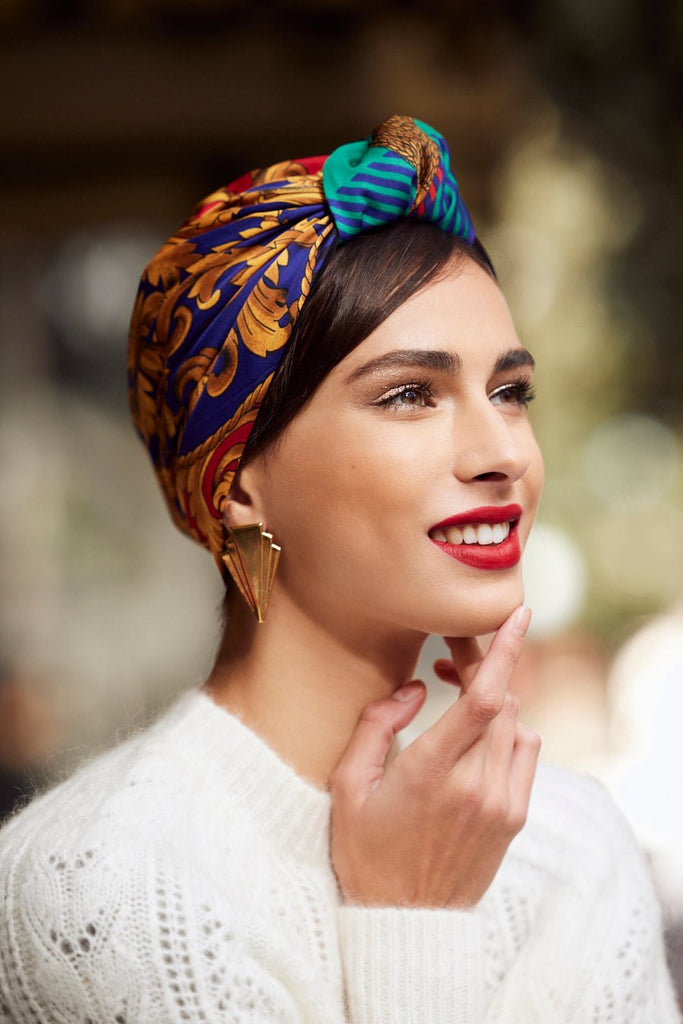 Turbans complets rétro-FOULARD - Parisienne Valentine Rouge- Indira de paris
