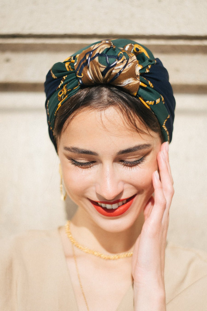 Turbans complets rétro-Foulard turban - Parisienne COLINE- Indira de paris