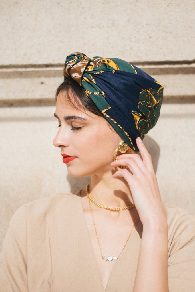 Turbans complets rétro-Foulard turban - Parisienne COLINE- Indira de paris