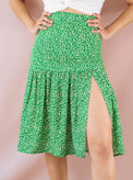 Jupes-JUPE NELLY- Imprimé VERT- Indira de paris