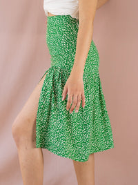 Jupes-JUPE NELLY- Imprimé VERT- Indira de paris
