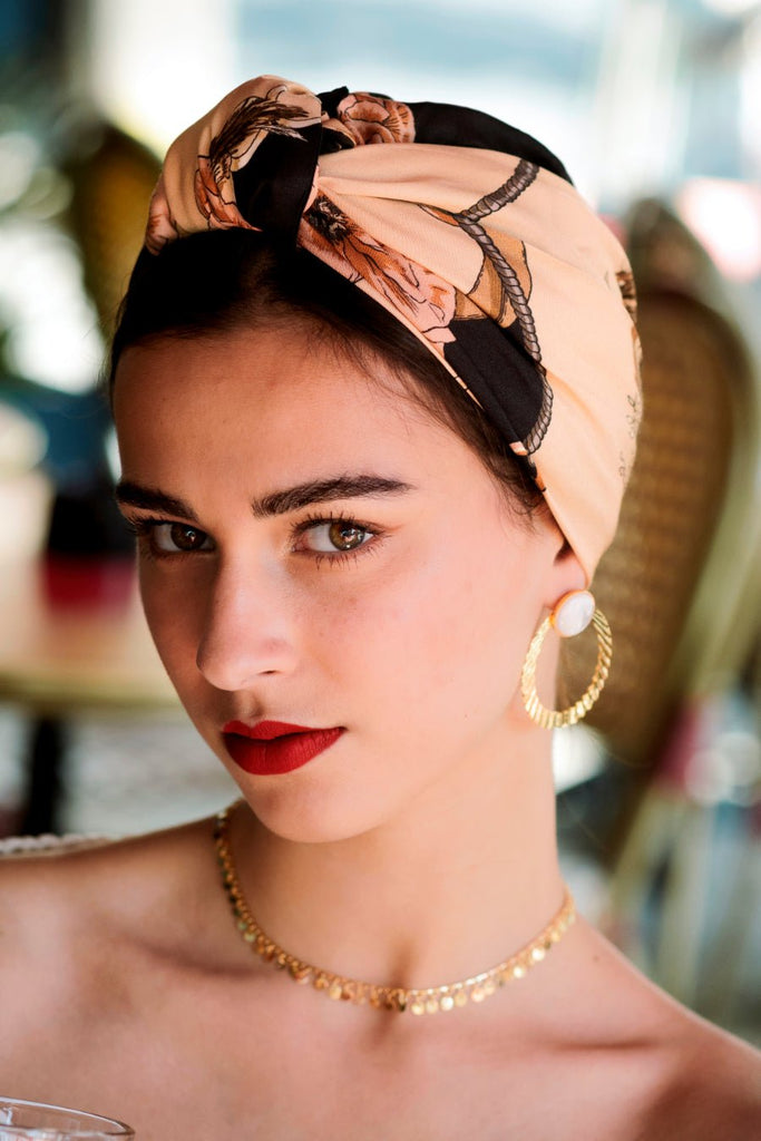 Turbans complets rétro-Parisienne Hortense Vieux Rose- Indira de paris
