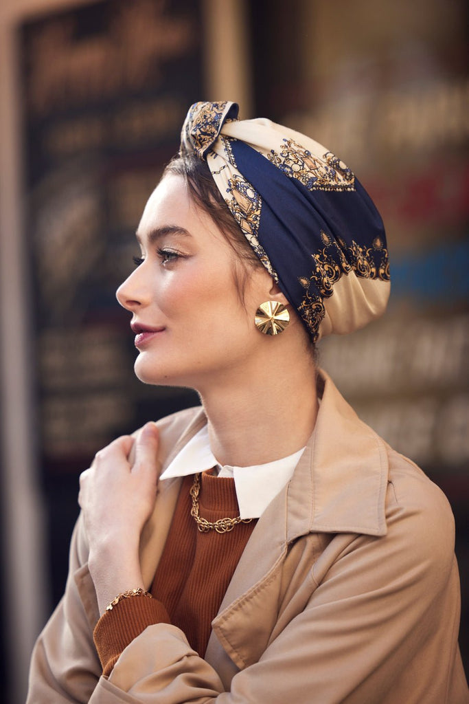 Turbans complets rétro-Parisienne Jade bleu- Indira de paris