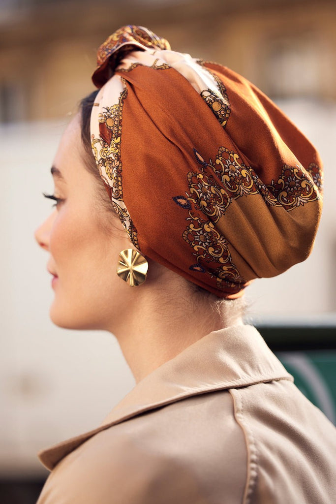 Turbans complets rétro-Parisienne Jade Terracotta- Indira de paris