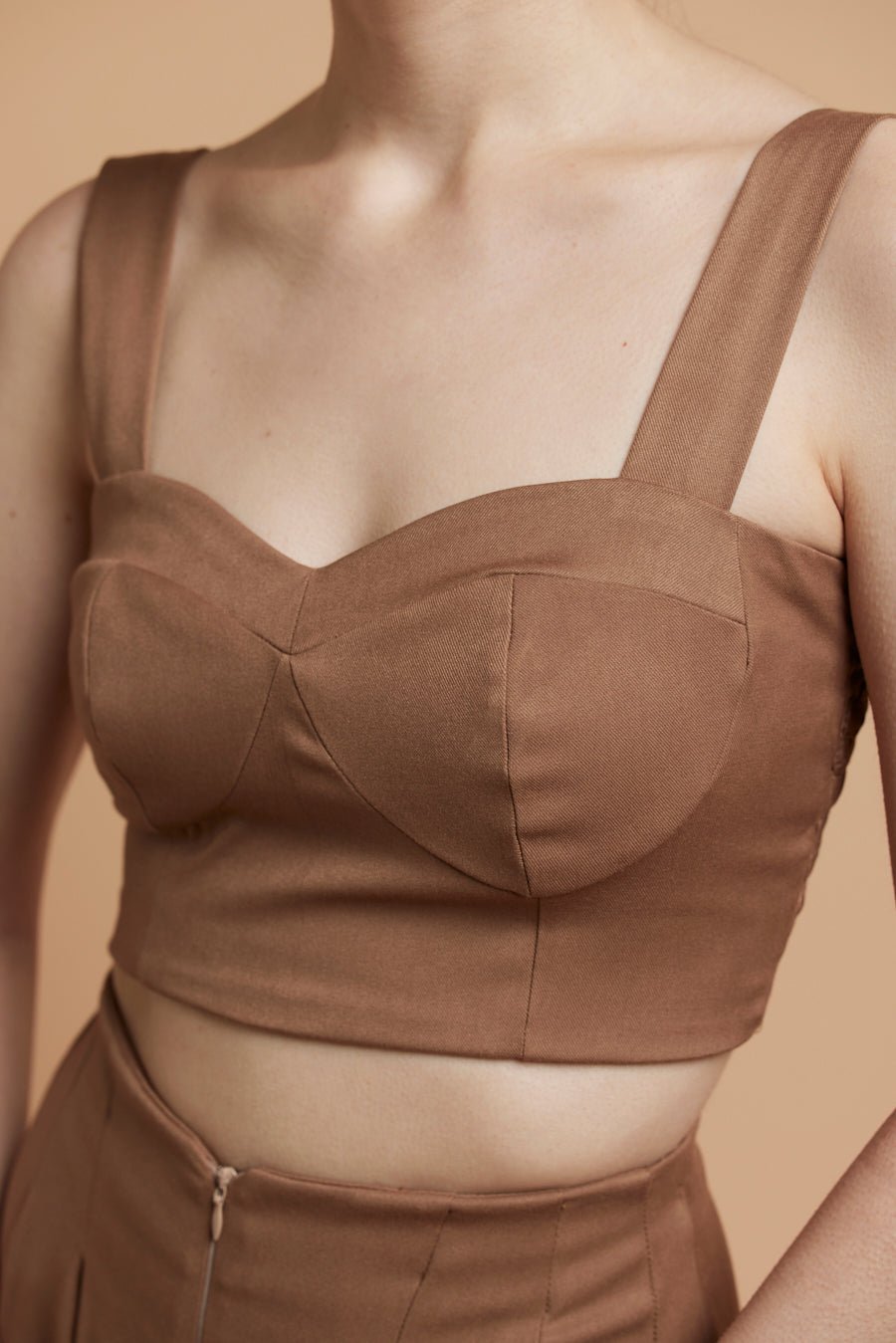 Gilet de costume-Top bustier MARGAUX - Camel- Indira de paris