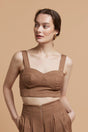 Gilet de costume-Top bustier MARGAUX - Camel- Indira de paris