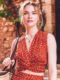 Haut-Top Lizzie sans manche - Imprimé terracotta- Indira de paris