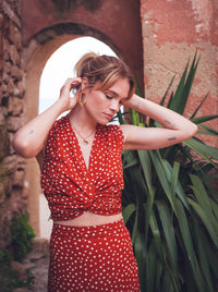 Haut-Top Lizzie sans manche - Imprimé terracotta- Indira de paris