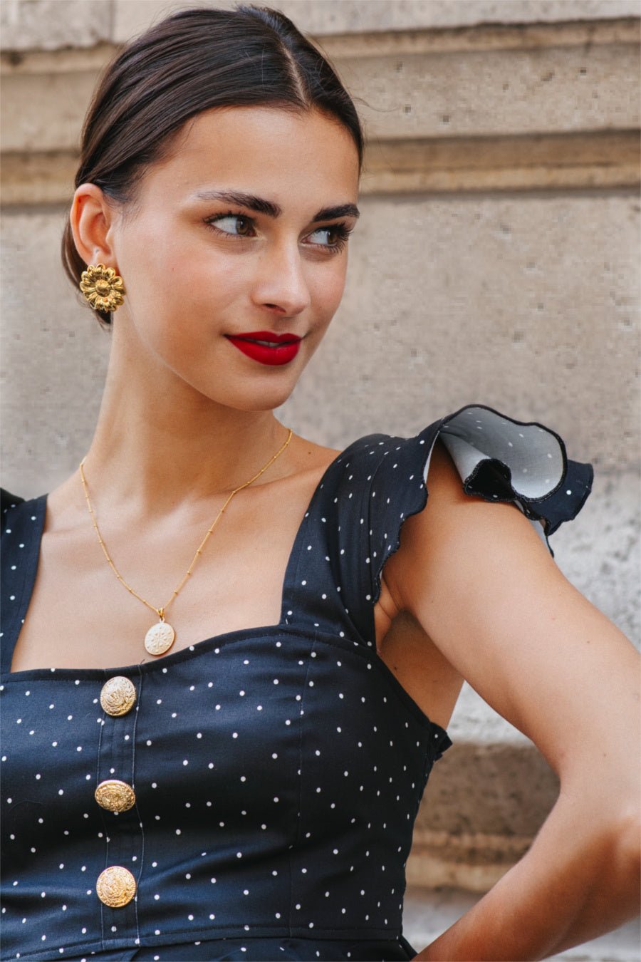 Haut-TOP STEFANIE POIS - NOIR- Indira de paris