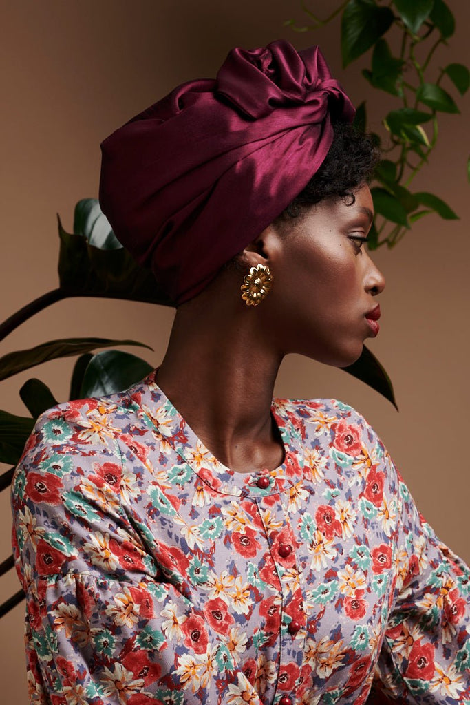 Turbans complets flexibles-TURBAN - Africaine JACKIE - Pourpre- Indira de paris