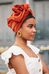 Turbans complets flexibles-TURBAN - Africaine Orange Brulé- Indira de paris