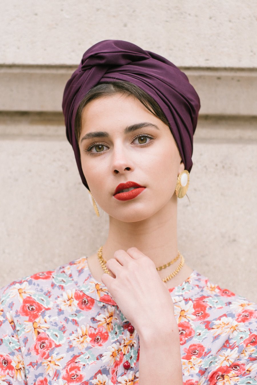 Turbans complets flexibles-TURBAN - Africaine PRUNE- Indira de paris