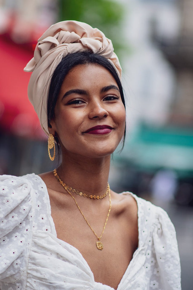 Turbans complets flexibles-TURBAN - Africaine SABLE- Indira de paris